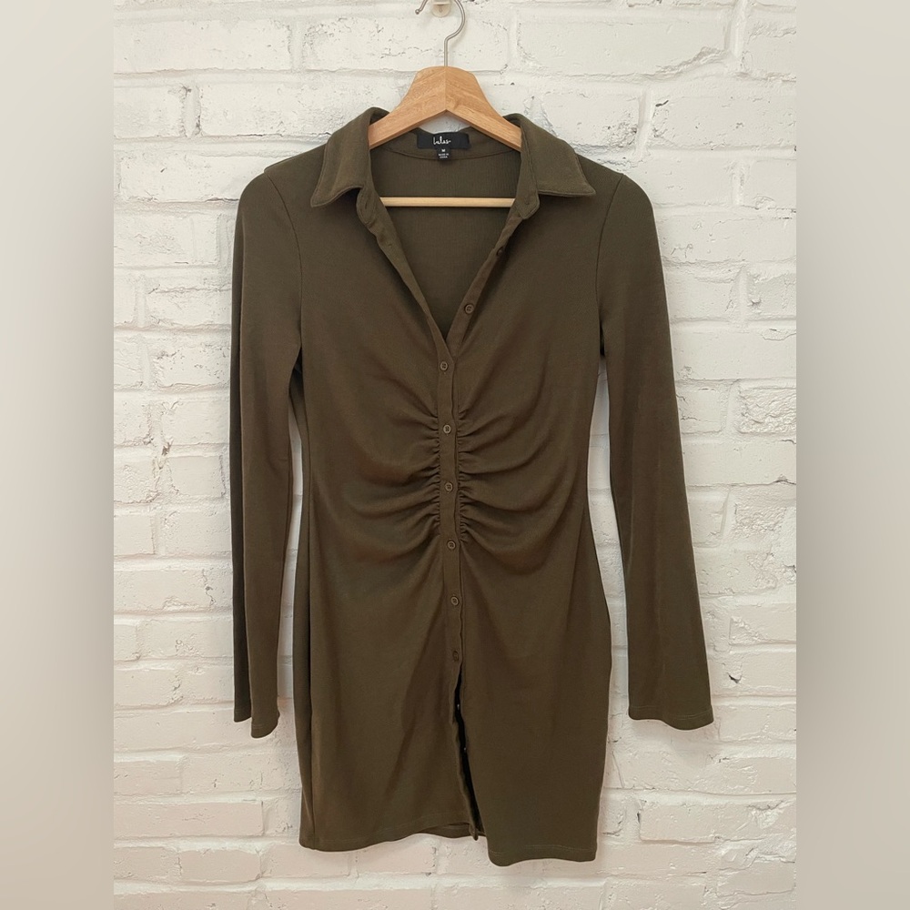 Lulus Olive Long Sleeve Dress